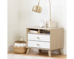 Yodi 2 Drawer Nightstand - Natural Elm and Solid White