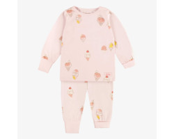 Light pink pajama with an ice cream print in jersey, baby