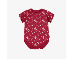 Red bodysuit with little cream hearts print in jersey, baby