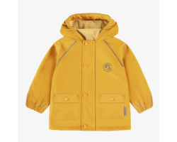 Yellow waterproof hooded coat in polyurethane, baby