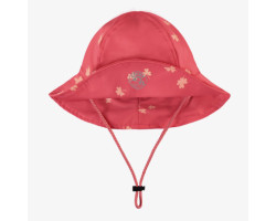 Pink rain hat with a print in polyurethane, child
