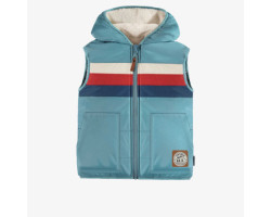 Reversible blue sleeveless vest in nylon and sherpa, child