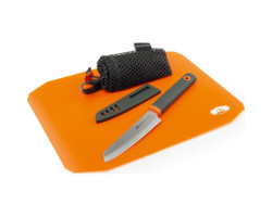 Rolling cutting board and knife set