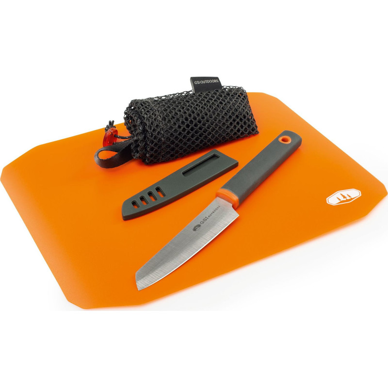 Rolling cutting board and knife set