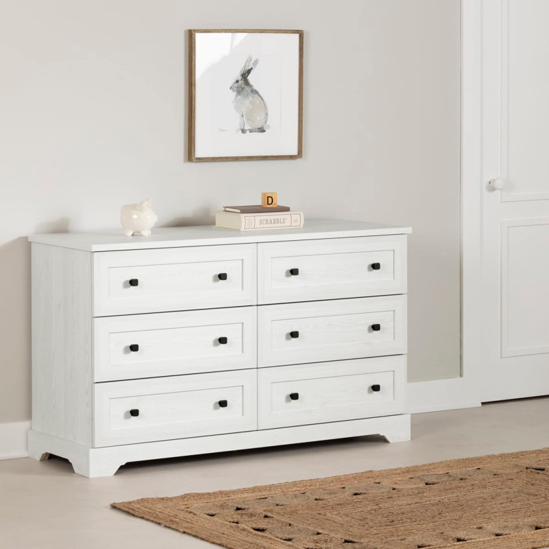 South Shore Commode double 6 Tiroirs - Hazen Pin blanc