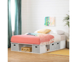 Double Platform Bed with Baskets - Flexible Solid White