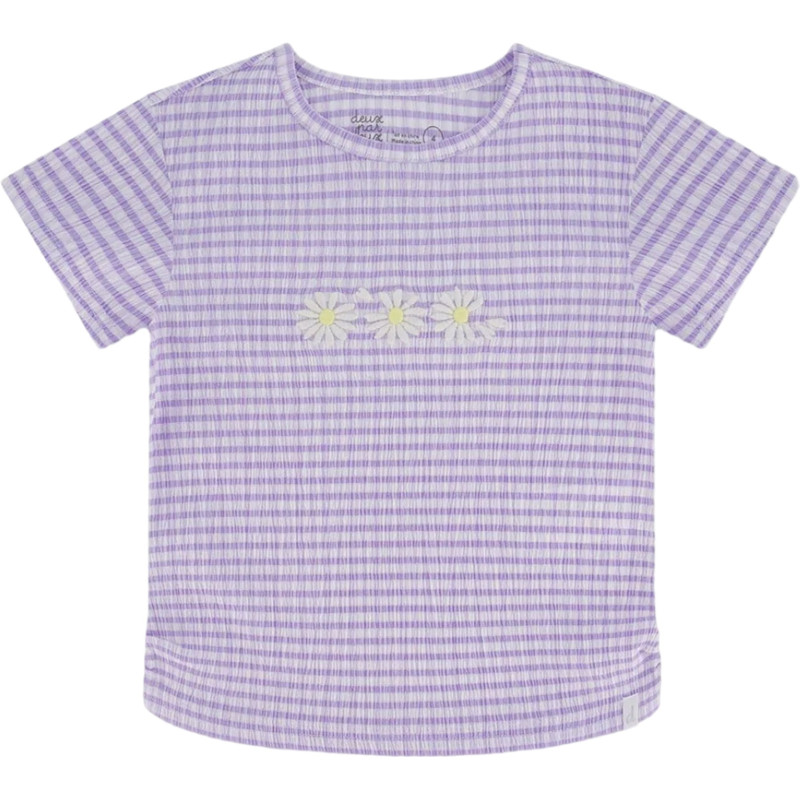 Deux par Deux T-shirt en jersey froissé avec applique d'une fleur - Petite Fille