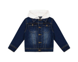 Denim coat with detachable hood in French cotton - Little Boy