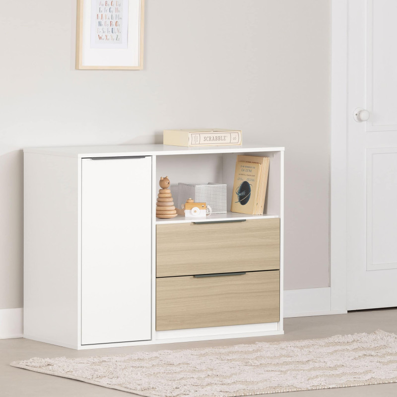 Chest of drawers with 2 drawers - Hooray Natural Elm and White