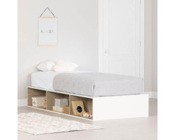 South Shore Lit Simple Plateforme avec Rangement Ouvert Hourra - Blanc