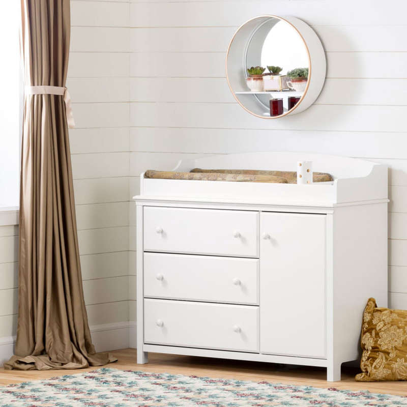 Cotton Candy Changing Table with Surround - Solid White