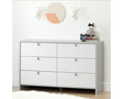 Cookie 6-Drawer Double Desk - Light Gray and Solid White