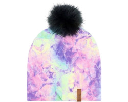 Beanie with removable pompom in printed jersey - Toddler Girl