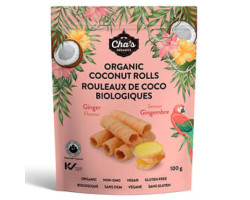 Cha's Organics / 100g Rouleaux de coco biologiques - Saveur gingembre