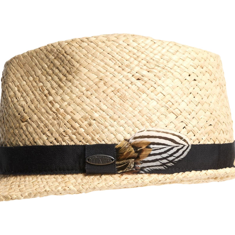 Florean A raffia fedora with feather - Unisex