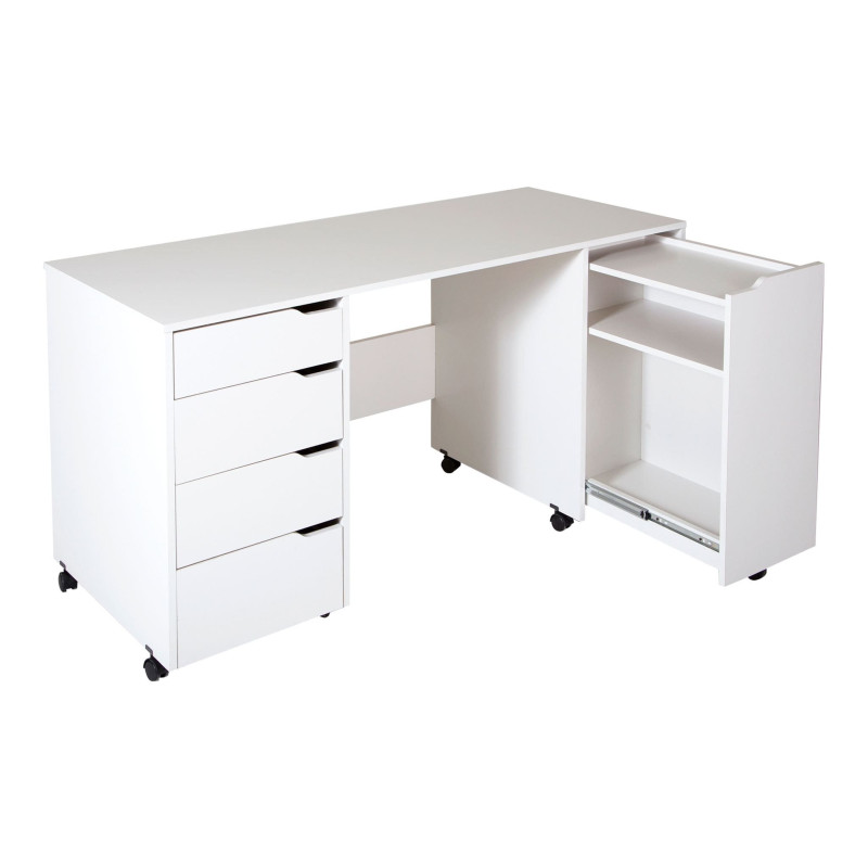 Sewing Table on Casters - Crea Solid White