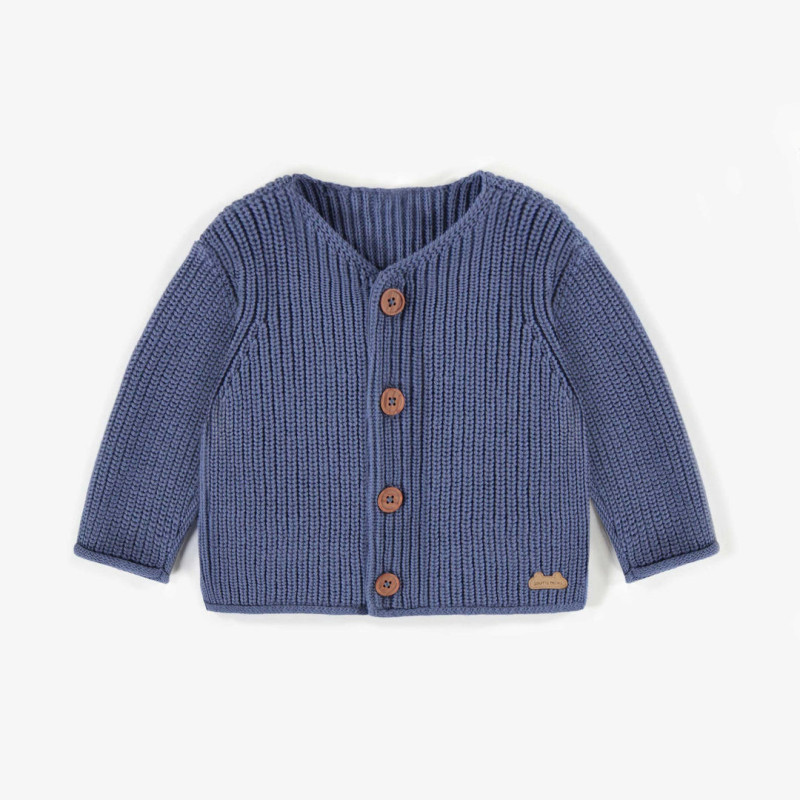 Blue vest in stretchy knitwear, newborn