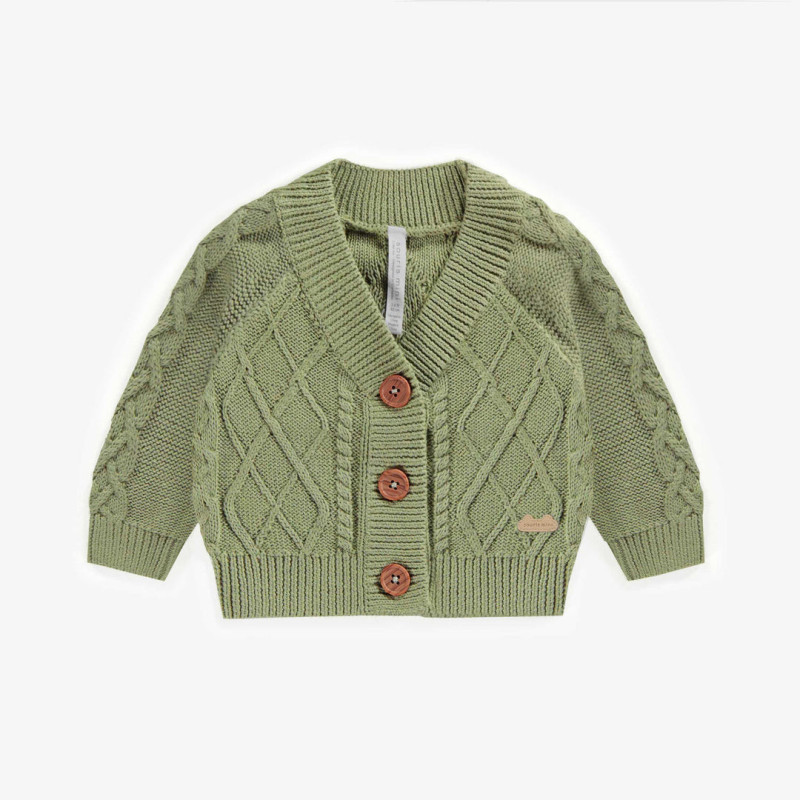 Green braided knit vest, newborn