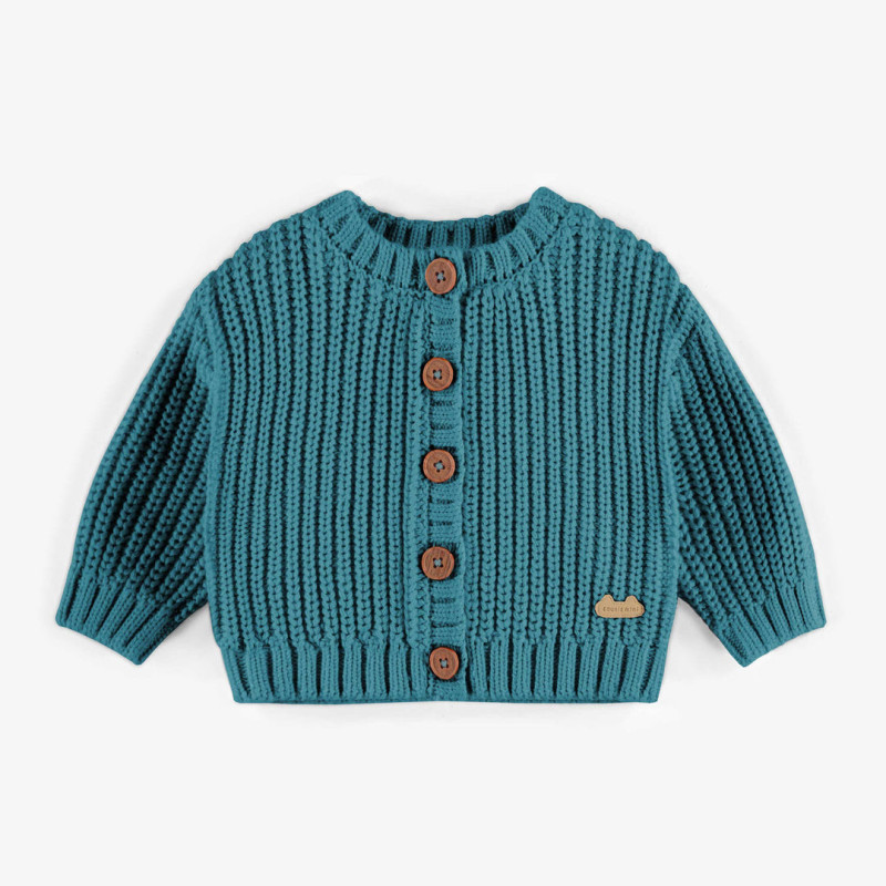 Turquoise knitted vest with a cashmere imitation, newborn