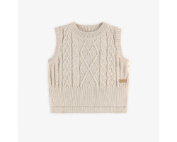 Cream knit sleeveless vest,...