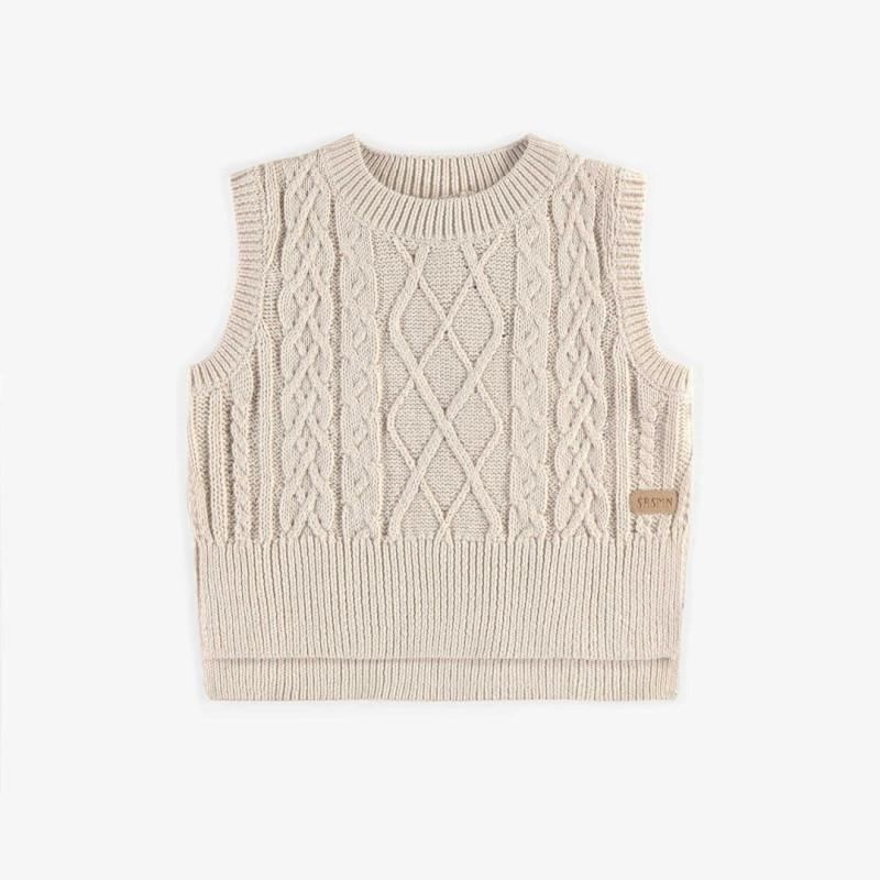 Cream knit sleeveless vest, baby