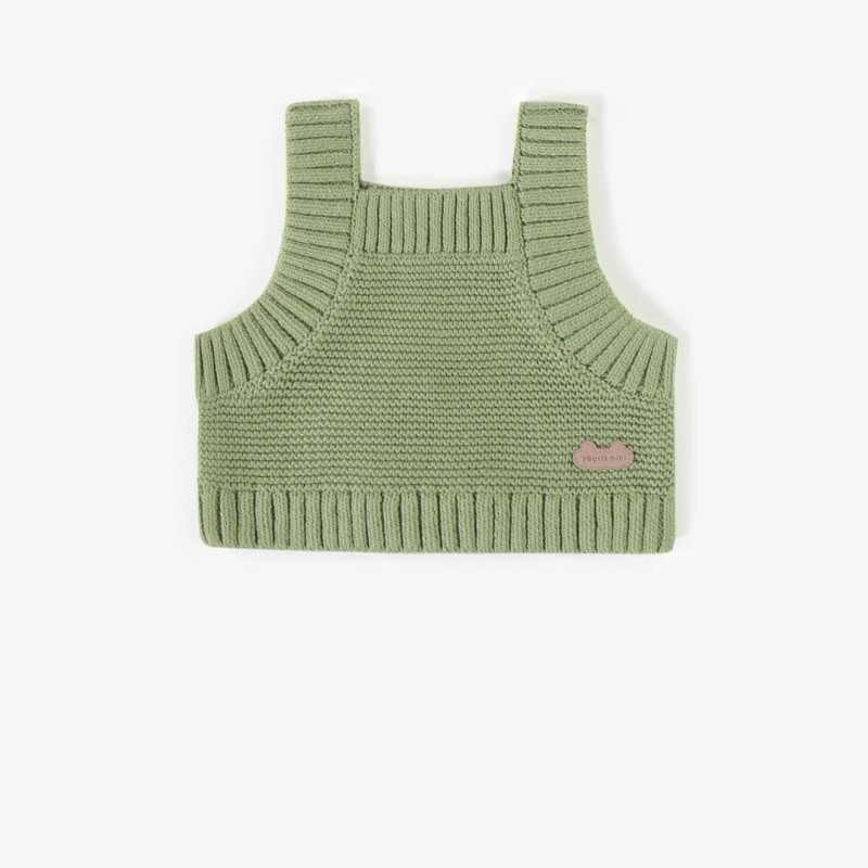 Green tank top in knitwear, newborn