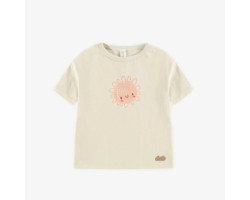 Cream t-shirt straight cut in organic cotton, newborn