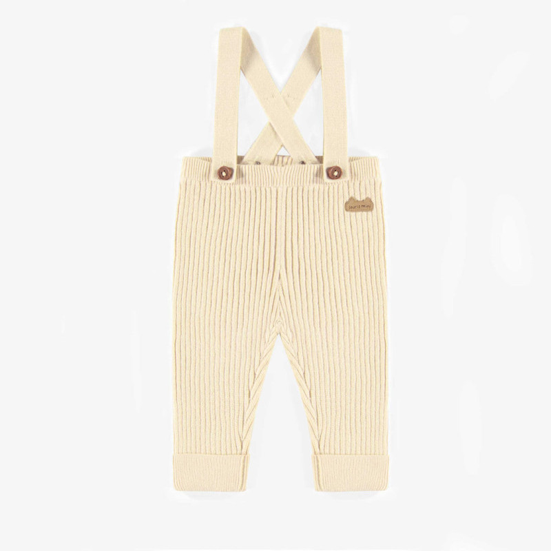 Cream knitted pants with straps in cashmere imitation, newborn