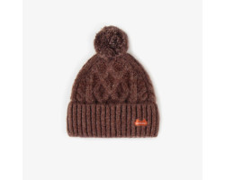 Brown knitted tuque in recycled polyester, newborn