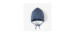 Blue knitted hat with cords, newborn