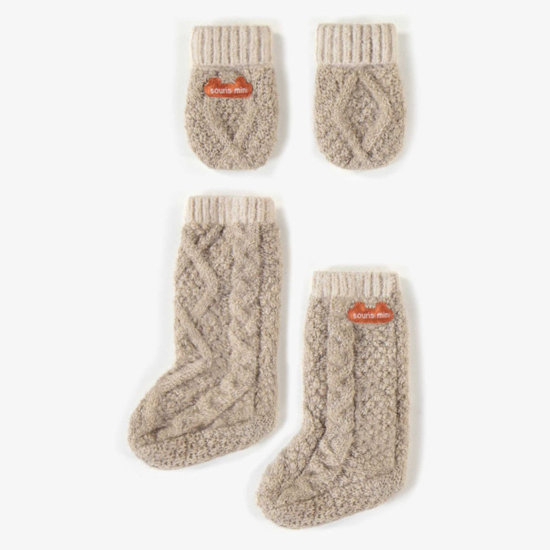 Slippers and Mittens in recycled polyester, newborn