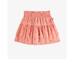 Pink skirt with ruffle and an ice cream print in cotton, child