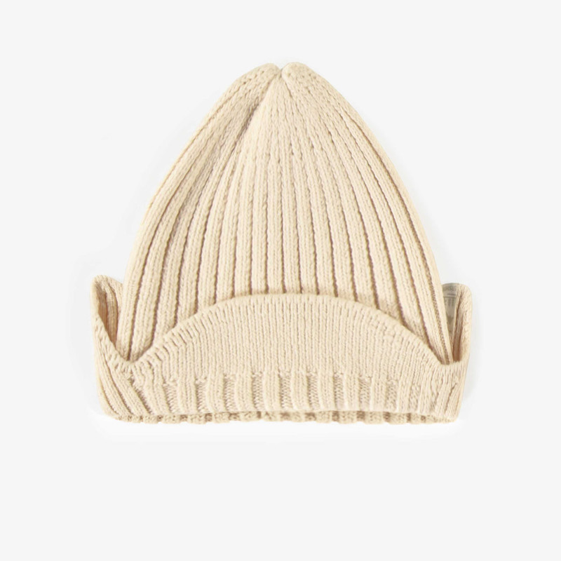 Cream knitted toque with flaps cashmere-effect, child