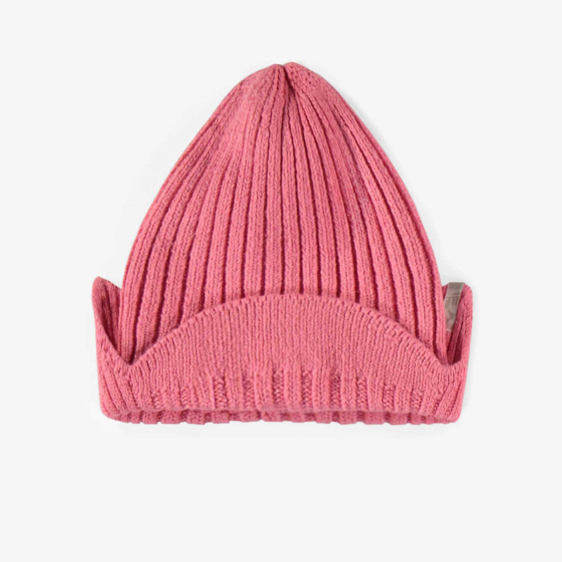 Pink knitted toque with flaps and a cashmere effect, child