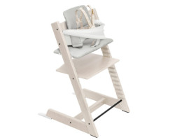 Tripp Trapp® High Chair + Gray Cushion with Stokke® Cabaret - Washed White