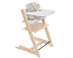 Tripp Trapp® High Chair + Gray Cushion with Stokke® Cabaret - Natural