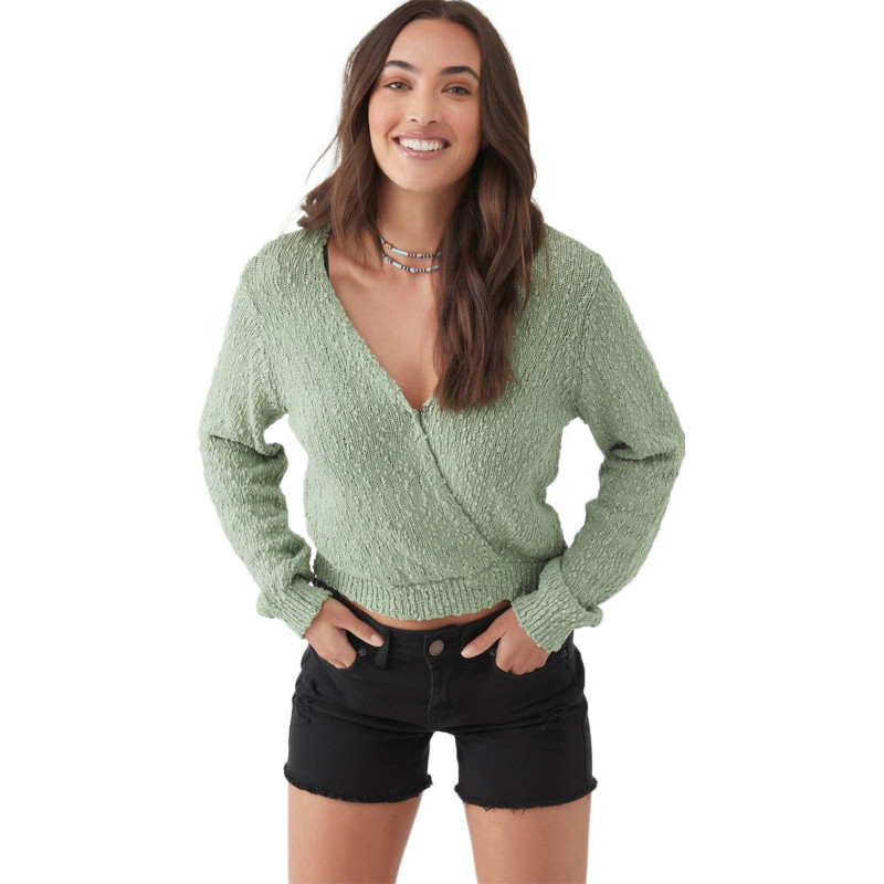 Seaside Knit Long Sleeve Wrap Sweater - Women's