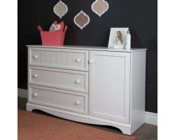 Savannah 3 Drawer Chest With Door - Solid White