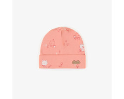 Pink patterned hat in organic cotton, newborn