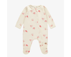 Cream pajama with crayfish print in organic jersey, newborn