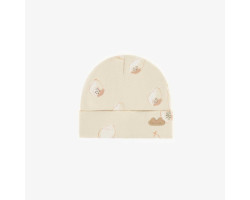 Papayas patterned beige hat in organic cotton, newborn