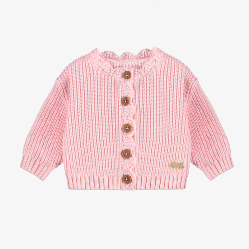 Ribbed knit vest long sleeves pink, newborn