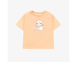 Peach short sleeves relaxed fit t-shirt with print, baby
