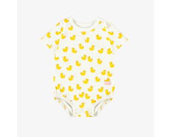 White bodysuit with duks all over print in soft jersey, baby
