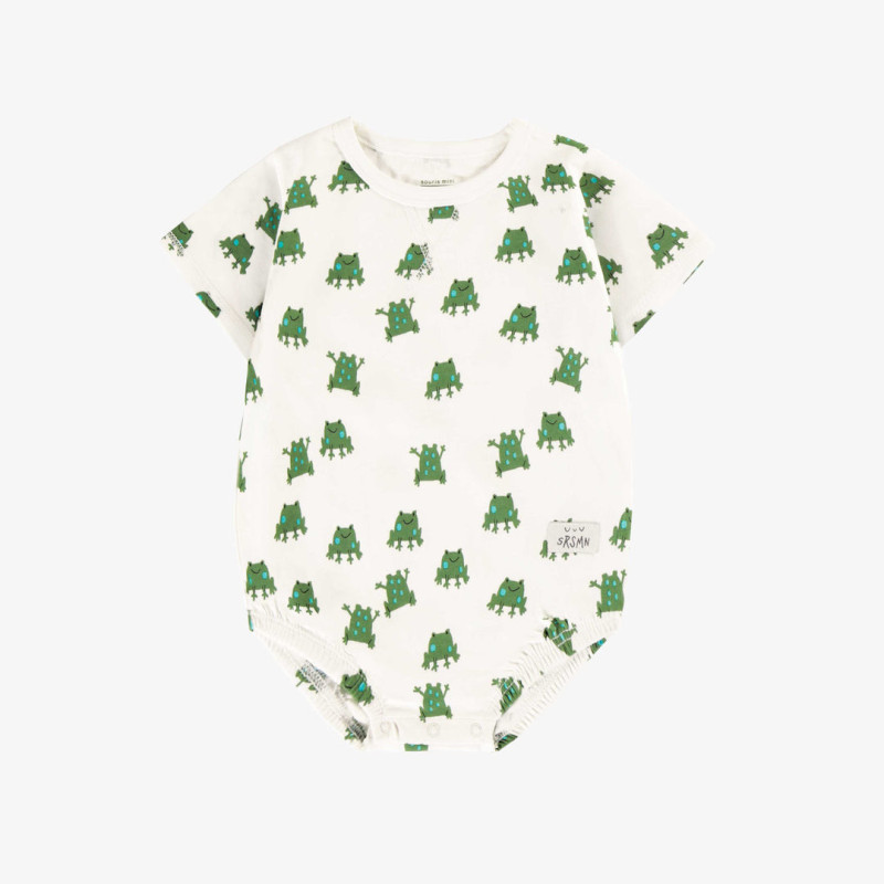 Cream bodysuit with cute frog all over print in soft jersey, baby