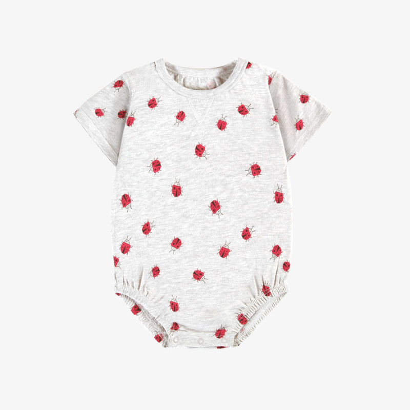 Grey bodysuit with red ladybug all over print in soft jersey, baby
