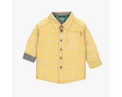 Yellow plaid long sleeves shirt in poplin, baby