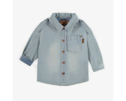 Relaxed fit shirt in railroad stretch denim, blue and cream, baby