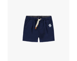 Navy relaxed fit short in cotton and linen, baby