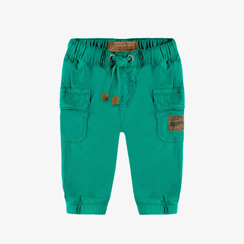 Green relaxed fit pant in stretch twill, baby